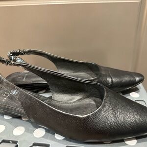Halston Heritage Black Leather Women's Slingbacks